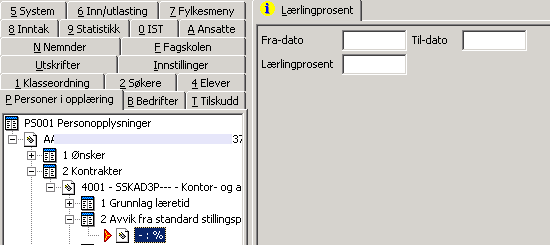 Registrering av Avvik fra standard stillingsprosent 2 3 Ved registrering av endring i stillingsprosent.