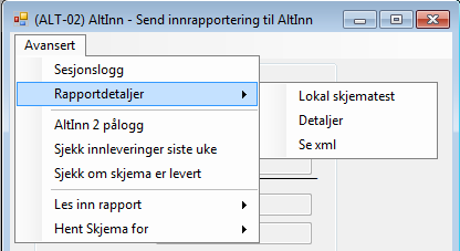 13 Rapportdetaljer Hjelpemiddel for å lokalisere feilsituasjoner. Lokal skjematest er en validitering av xml opp mot skjema.