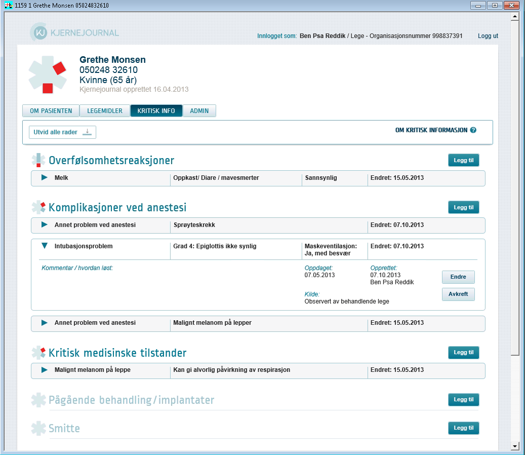 Helsepersonell må logge seg inn via Buypass med 4-sifret kode for å komme inn på Kjernejournal første gang på sin vakt.