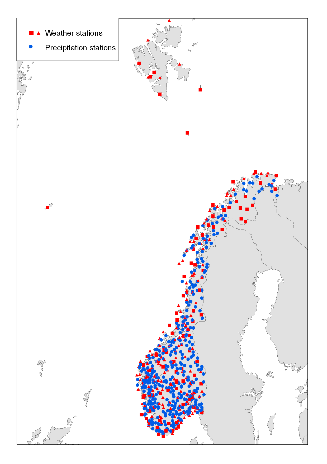 Nettverk av værstasjoner Synoptiske stasjoner