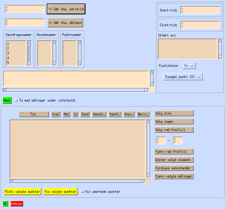 Henting av data Man starter med å hente vannføringsmålinger, typisk fra databasen.