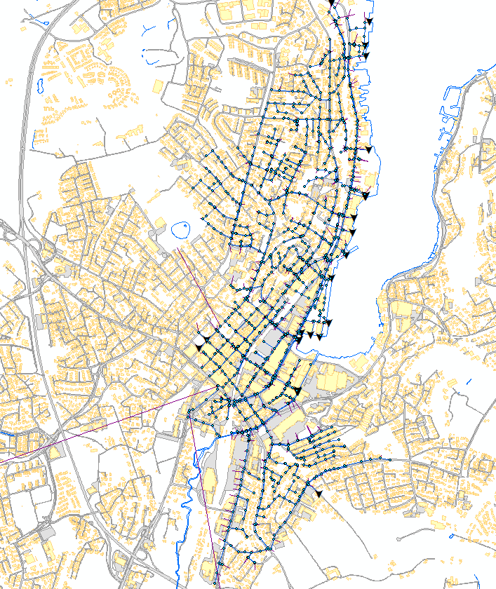 4. Bakgrunn Sandnes Figur 15. Modellområdet over Sandnes kommune slik det er bygget i MIKE URBAN.