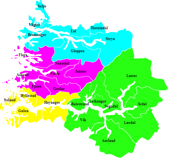 Vedlegg Vedlegg E: Kart over Sogn og Fjordane Figur 1: Kart over Sogn og Fjordane (Wikipedia 2009).