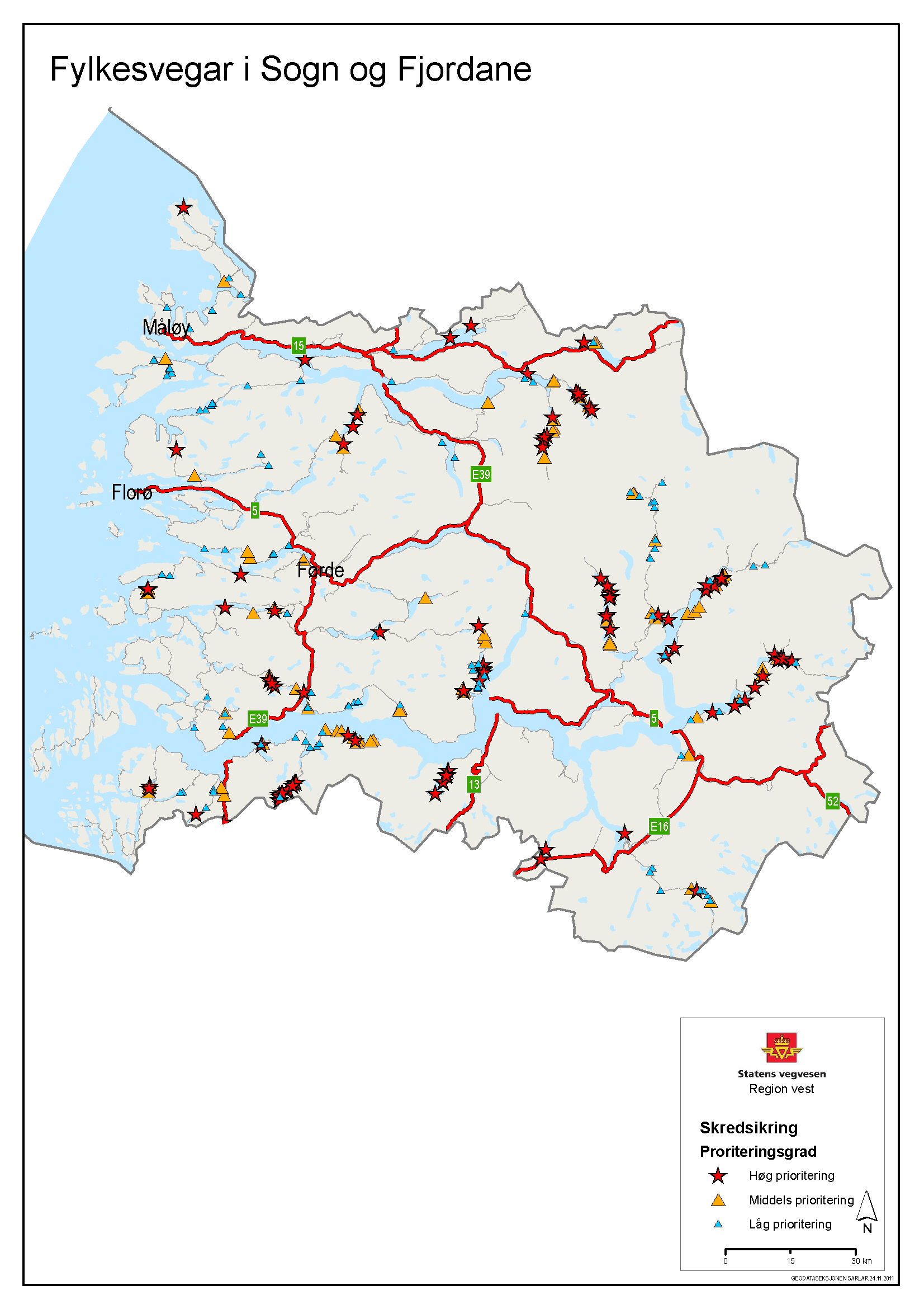 Skredsikringsbehov for riks- og