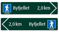 Enkle skilt på trestolper Skiltene utføres som A3 folierte aluminiumsplater montert på trestolper. Vi anbefaler at dette utgjør hovedtyngden av fast informasjon.