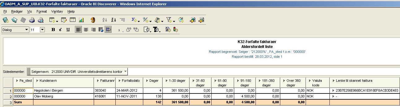forts Rapport Forfalte AR fakturaer Hvordan hente fakturakopi fra Discoverer