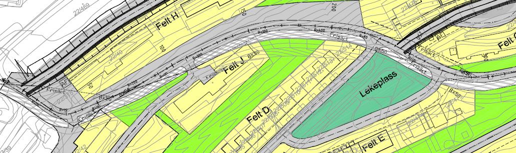 Figur 12 Plankart som viser eksisterende samlevei, samt foreslått lekeplass og mulig skolebussrute.