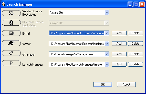 21 Launch Manager Launch Manager lar deg sette de 4 oppstarts-tastene over tastaturet.