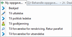 Oppgaver Page 2 of 5 En "oppgave" brukes f.eks. til å be leder om godkjenning av et dokument du jobber med, en kollega om en vurdering eller for å få hjelp av forværelset til å sende ut et dokument.