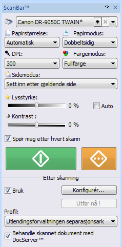 1.7 Trinn 6: Lage skanner-profil 1. Gå nå tilbake til hovedvinduet i PixEdit. 2. Sett Papirstørrelse = Automatisk 3. Sett Papirmodus = Dobbeltsidig 4. Sett DPI = 300 5. Sett fargemodus = Fullfarge 6.