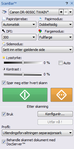 1.4 Trinn 3: Sjekk at PixEdit har kontakt med skanner 1. Kople skanneren til USB-porten og slå på strøm på skanner.