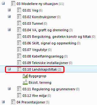 Øving 28 - Linjekonstruksjon 1. For å kunne bruke funksjonen linjekonstruksjon i Landskap > Konstruerer linjer og arealer > Linjekonstruksjon må en opprette en oppgave av type Linje. 2. Stå på riktig sted i utforskeren slik som vist nedenfor: 3.