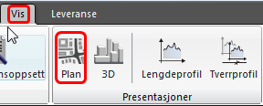 Del 4: Presentasjoner, ortofoto, kartopptegning og snitt Visningene vi har brukt til nå i modellen er temporære.