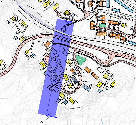 Pek på pilen under feltet Tegn og velg Tegn linje. Pek med venstre musetast på to punkter som du ønsker snittet langs.