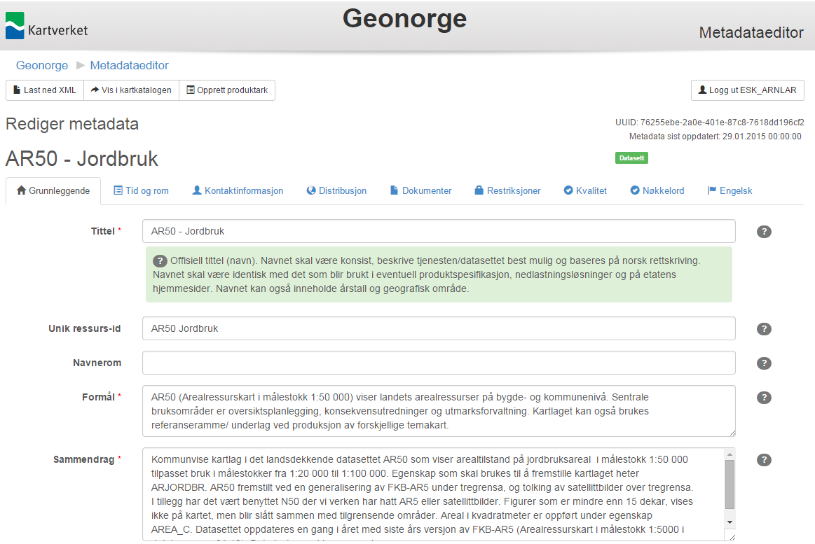 c. Egen valideringsløsning av metadata har vært tilgjengelig fra GeoNorge, og har vist gode resultater for teknisk status på metadata i forhold til Inspire-krav.