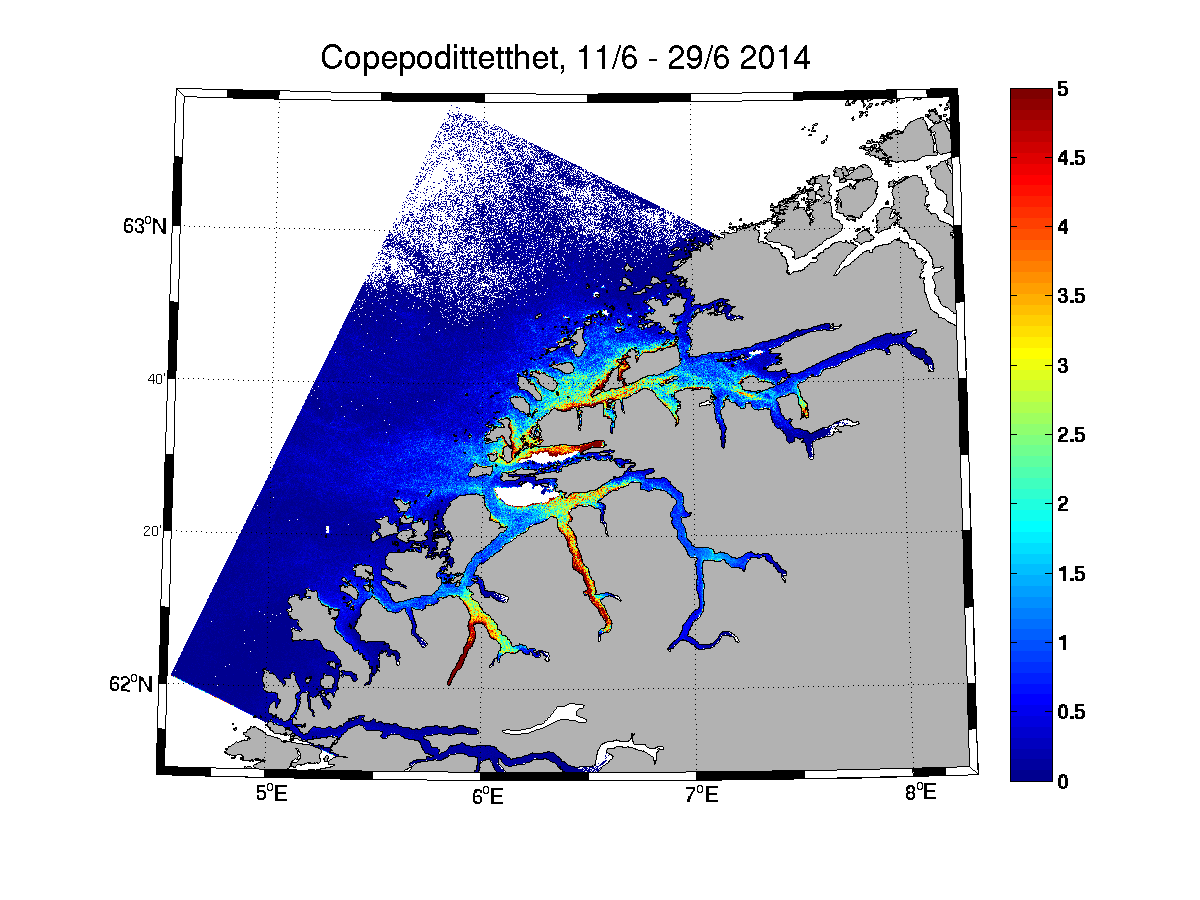 Modellert, ukene 24 26 Smoltbur, ukene 24 26 Modellen indikerer mye lus i