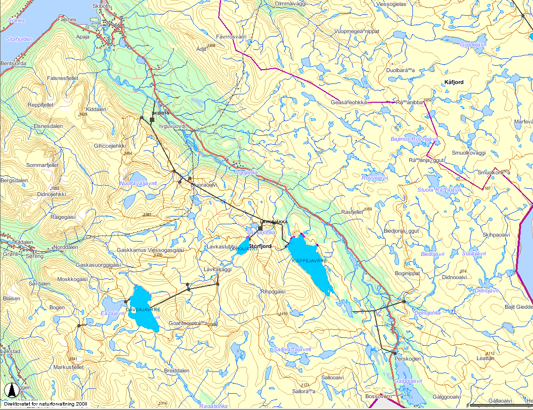 . Skibotn-reguleringa..1 Områdebeskrivelse Skibotn-reguleringa består av Skibotn kraftverk og Lavkajåkka kraftverk (figur..1).