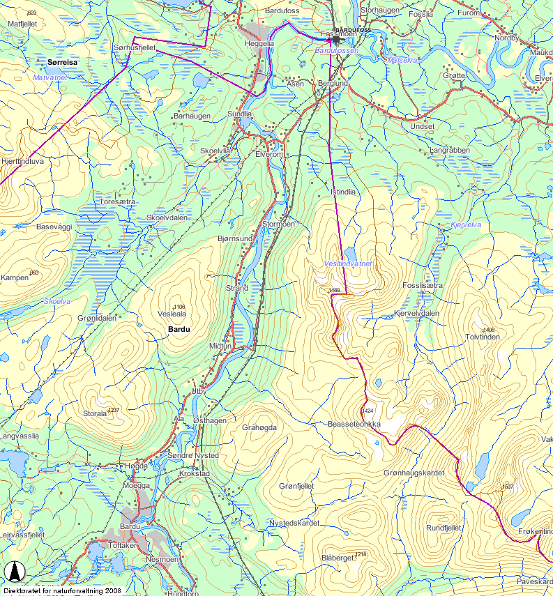 Bardu-reguleringa : Bardufoss kraftverk, som ligger nedenfor Bardufossen, utnytter nedre del av Barduelva som inntaksmagasin (figur.5.).