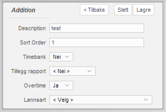 Tillegg Rapporten brukes for å vise f.eks. overtid, kjøring og andre typer tillegg. Rapporten er begrenset til å vise ti kolonner med tillegg.