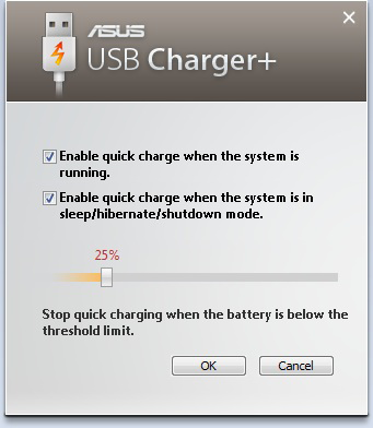 USB-lader+ Med USB-lader+ kan du lade USB-enheter som er kompatible med spesifikasjonene for batteriladning versjon 1.1 (BC 1.1) enten notisbokdatamaskinen er slått på eller av.