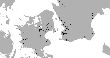 Primitivetider 2011 13. årgang Figur 1. Kort over studieområdet og de lokaliteter (85 i alt), der er indsamlet materiale fra.