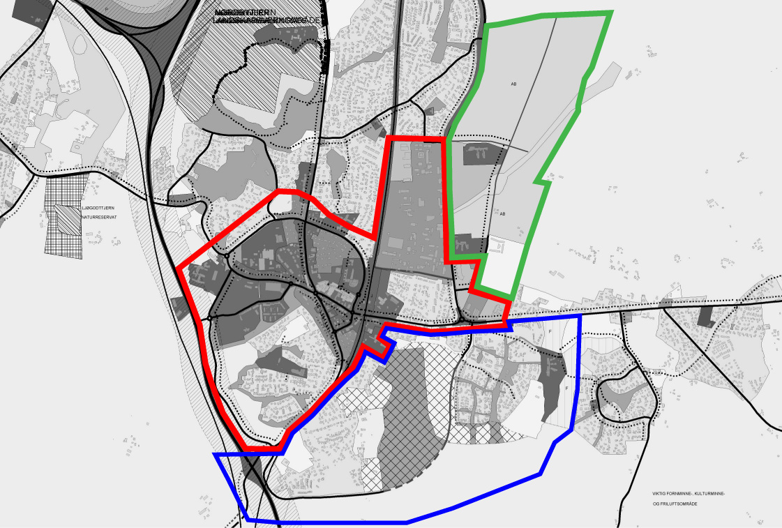Skisse 2: Geografisk avgrensing av planområder (grovt angitt). Det er avgjørende å sikre gode forbindelser mellom planområdene.