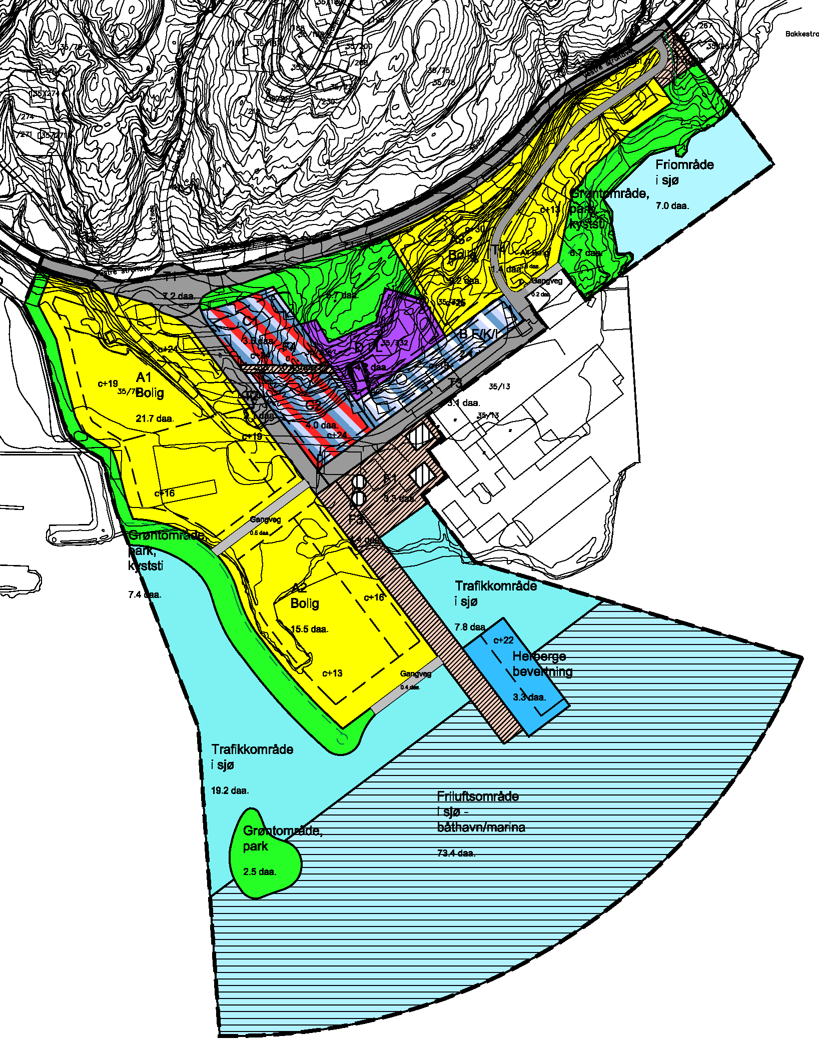 Hurum Holding AS Tofte Strand Side 11 4. Planforslag 4.1 Arealbruk Planområdet omfatter områder med ulik bruk.