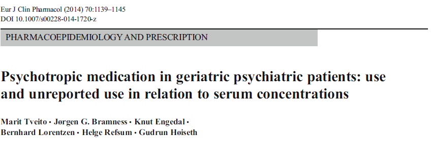 236 pasienter inkludert undersøkt for totalt 56 psykofarmaka hos disse