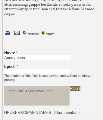 Artikler Mindre problemer Rar plassering og utforming på POST-knappen for å legge inn kommentar.