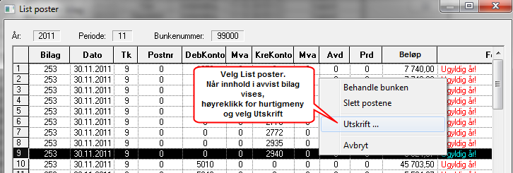 Status på bunken vises til høyre for utskriften.