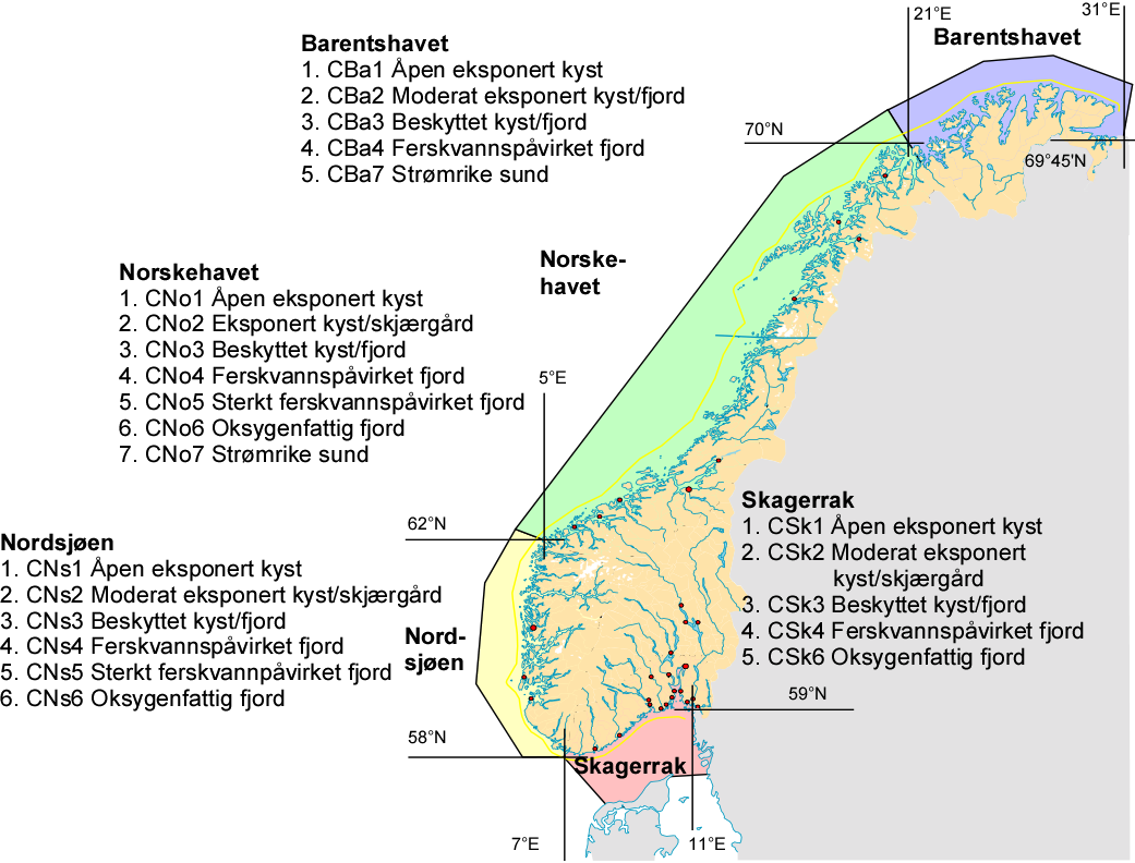 Marin karakterisering Sammendrag Sammendrag EUs Vanndirektiv krever en inndeling av overflatevann i et avgrenset antall typer.