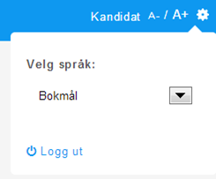 Valg av språk og skriftstørrelse m.