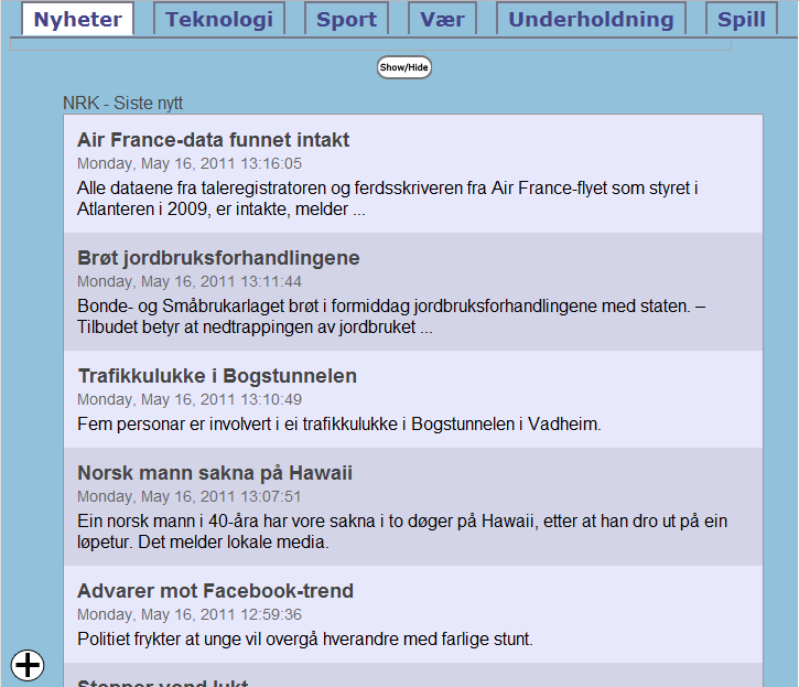 Figur 8.1.3.2 Leservisning med navigasjon og menylinje lukket. 8.1.4 Ikoner VI bestemte oss for å lage egne ikoner til bruk i grensesnittet.