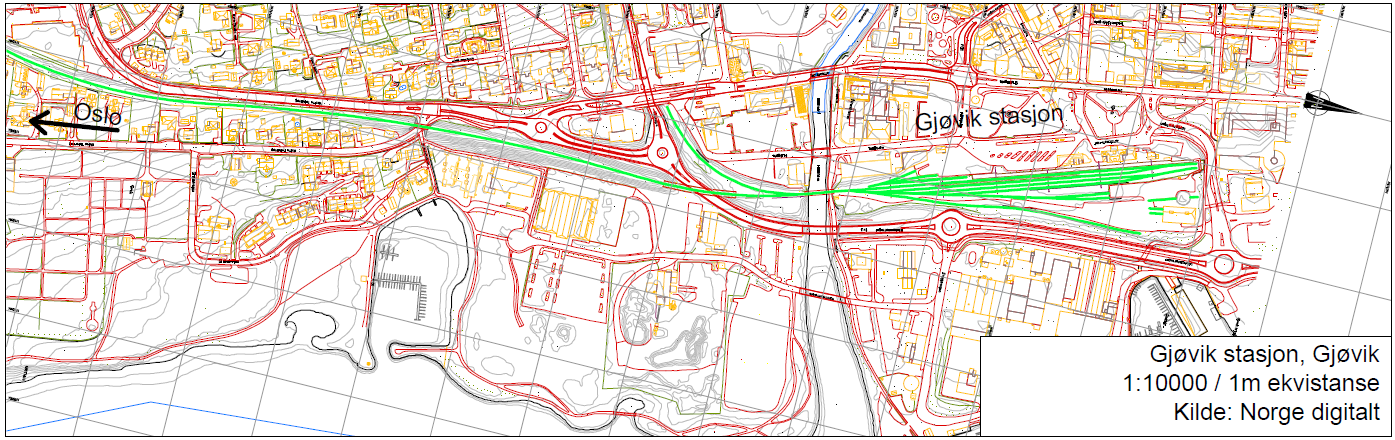 3 ALTERNATIVEVALUERING 3.1 Alternativ 1 Gjøvik stasjon Området ligger på Gjøvik stasjon. Det er relativt lite.