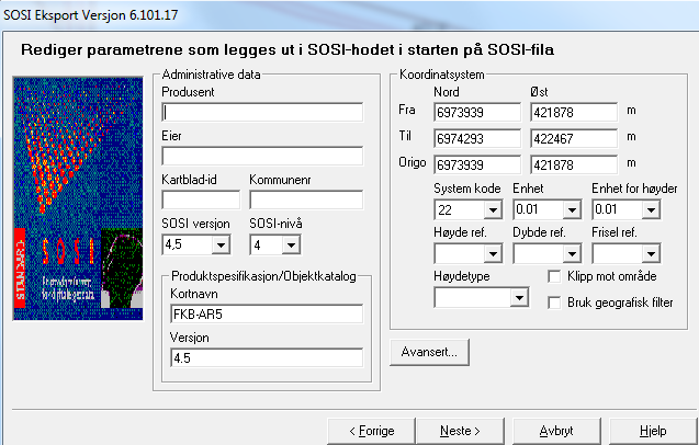 Nb! Hvis basen har utgangspunkt i en malbase for FKB-AR5 versjon 4.5 vil denne meldinga komme etter man har trykket. Dette er kun en informasjon, ikke feil.