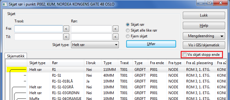 Slik slår du sammen to punkt: 1. Stå i Punktkartotek og velg det punktet du skal flytte innholdet fra. 2. Velg Punkt - Slå sammen to punkt i Rediger menyen.