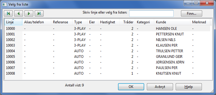 Gå til menyen Første, Forrige, Neste, Siste Med disse menyvalgene blar du frem og tilbake i valgt kartotek.