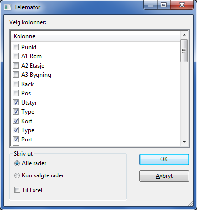 Du kan også søke direkte i listen ved å sette fokus i den og trykke på forbokstaven til det du søker. Ønsker du å søke fritekst i hele listen trykker du på knappen Finn.