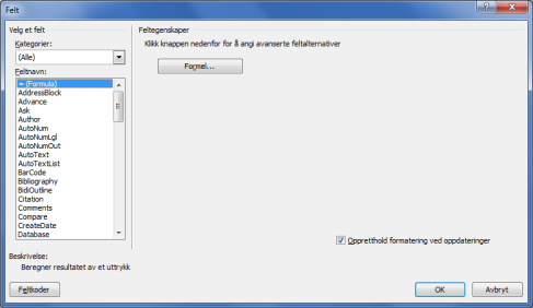 Benytt menyvalg Sett inn Felt (Sett inn - Hurtigdeler - Felt i Word 2007 og nyere) Du kommer til dialogen: Velg Comments i listen for feltnavn I feltet for ny merknad setter du inn f.eks.: <Telemator.