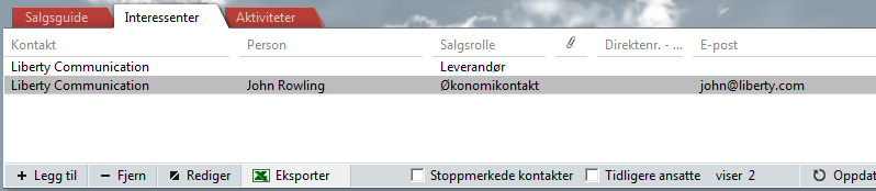 3. Registrer avtalen på vanlig måte. Salget er automatisk valgt i feltet Salg (men du kan velge et annet salg her hvis du vil). 4. Klikk på Lagre for å registrere avtalen.