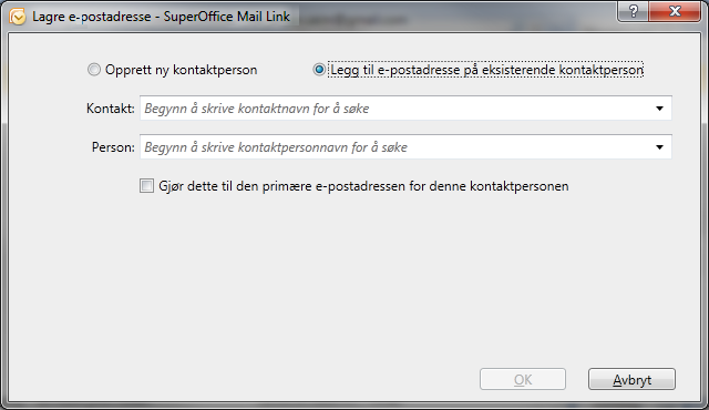 3. Registrer nødvendig informasjon om kontaktpersonen, for eksempel navn, e- postadresse og telefonnummer. 4. Klikk på OK.