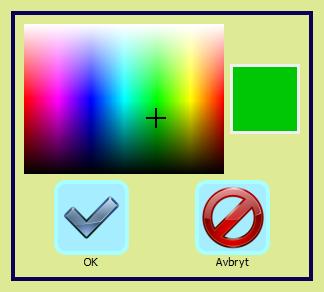 fargevalget nederst til høyre i vinduet, hvor du kan velge blant alle fargene som vises i fargepaletten