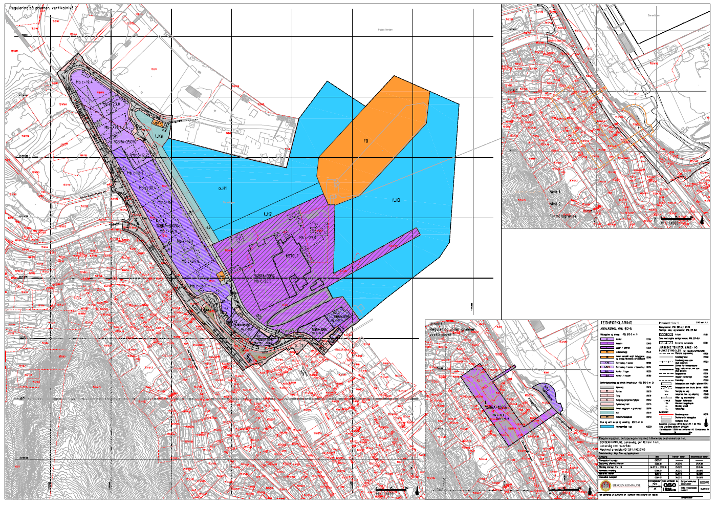 TILTAKSPLAN FORURENSET SJØBUNN SØREVÅGEN 12 Figur 4. Planområde Sørevågen med gjeldende reguleringsplan. Sjøområdet er vist i blått. 1.2 Formål Sedimentene på sjøbunnen i Sørevågen innebærer en risiko for spredning, økologi og human helse.