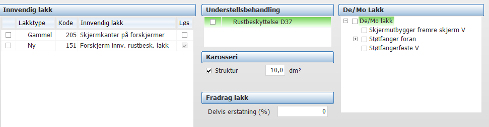 Kapittel 6. Øvrige tillegg 6a. Steinsprutbeskyttelse/PVC erstatning (Body) Steinsprutbeskyttelse tidssettes med 0,5 perioder pr. dm 2, minimum 20 perioder pr. objekt.