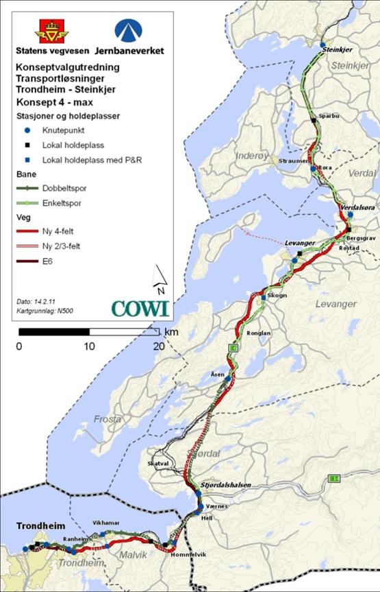 Konseptvalgutredningen munner ut i en anbefaling av moderniseringskonseptet (konsept 1) fordi dette vurderes å være best tilpasset forventet fremtidig transportetterspørsel.