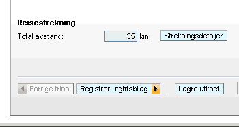 o Endre inn dato ved kopiering av strekninger 3.6 Du vil nå komme tilbake til Generelle data og du vil nå kunne se total avstand som du har registrert. Trykk så Lagre utkast NB!