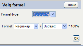 Basis: Denne går mot grenseverdier definert med type Beløp Avvik % Denne går mot grenseverdier definert med type Prosent Forbruk % Denne går mot grenseverdier definert med type Prosent Eksempel med