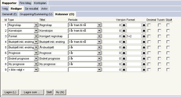 Korreksjonskolonne På samme måte som man kan benytte prognoser, kan det også legges inn en egen kolonne for korreksjon.