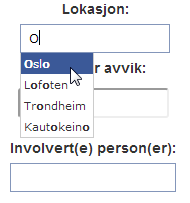 Konseptskissen bestod av en typisk innloggingsside, og deretter fulgte man en avviksregistrering på reservetrekk. Skissen skulle demonstrere en skjemaløs tilnærming til avviksregistrering.