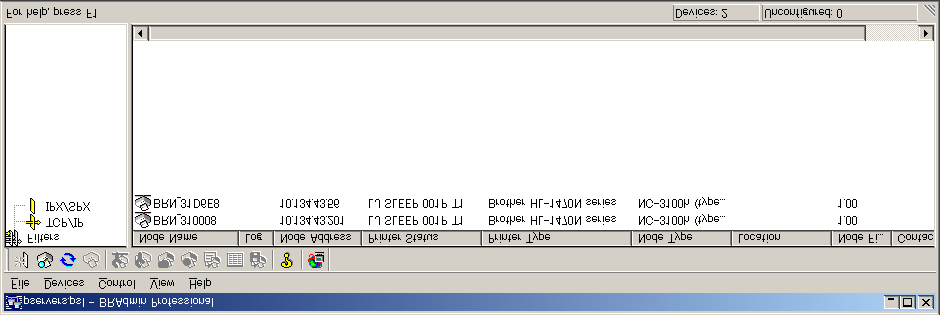 KAPITTEL 1 TCP/IP-KONFIGURASJON Endre IP-adressen ved å bruke BRAdmin Start BRAdmin (fra Windows 95/98/Me / NT 4.0 / 2000).